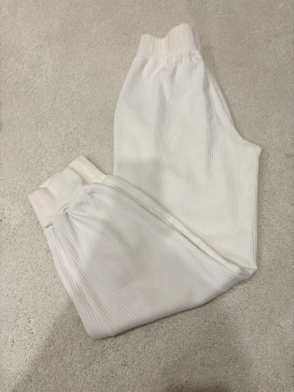 VARLEY White Ribbed Women's Relaxed Jogger Pants Small